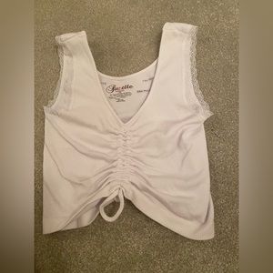 gently used white singed tank top